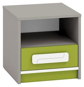 Noční stolek - IQ 13, šedá/bílá, různé doplňkové barvy na výběr Barva/dekor: zelená
