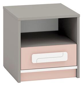 Noční stolek - IQ 13, šedá/bílá, různé doplňkové barvy na výběr Barva/dekor: pudrová