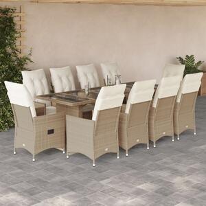 11dílný zahradní bistro set s poduškami béžový polyratan 3277266