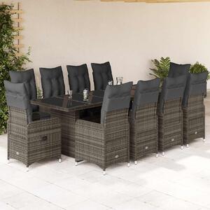 11dílný zahradní bistro set s poduškami šedý polyratan 3277296