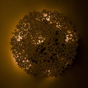 Dřevěná dekorace vločky s LED světly, 26x29x3,2 cm