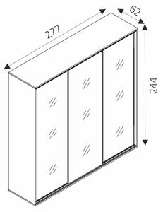 MARIDEX SKŘÍNĚ Šatní skříň - GRANDE 277/3, se 3 zrcadly, matná bílá