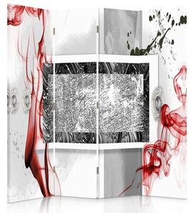 Paraván Abstraction v šedé a červené barvě Rozměry: 110 x 170 cm, Provedení: Klasický paraván