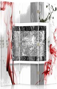 Paraván Abstraction v šedé a červené barvě Rozměry: 110 x 170 cm, Provedení: Klasický paraván