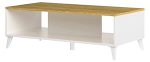 Konferenční stolek - BARRIS 41, matná bílá/americký ořech světlý