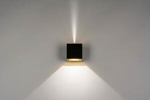 Nástěnné černé LED svítidlo Frontal Black (Designové hranaté nástěnné světlo, do koupelny, IP54)