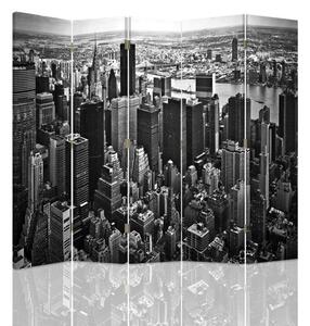 Paraván Manhattan v černé a bílé barvě Rozměry: 180 x 170 cm, Provedení: Klasický paraván