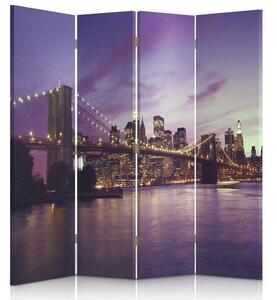 Paraván Manhattan ponořený do fialové barvy Rozměry: 145 x 170 cm, Provedení: Klasický paraván