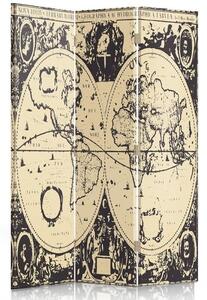 Paraván Vintage mapa světa Rozměry: 110 x 170 cm, Provedení: Klasický paraván