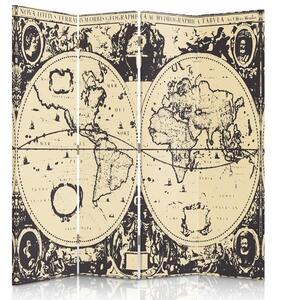 Paraván Vintage mapa světa Rozměry: 145 x 170 cm, Provedení: Klasický paraván