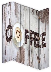 Paraván Nápis Coffee z kávových zrn Rozměry: 180 x 170 cm, Provedení: Otočný paraván 360°