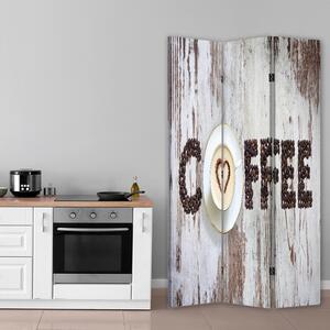 Paraván Nápis Coffee z kávových zrn Rozměry: 180 x 170 cm, Provedení: Klasický paraván
