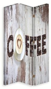 Paraván Nápis Coffee z kávových zrn Rozměry: 110 x 170 cm, Provedení: Otočný paraván 360°