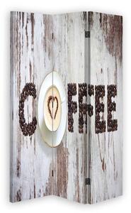 Paraván Nápis Coffee z kávových zrn Rozměry: 110 x 170 cm, Provedení: Klasický paraván