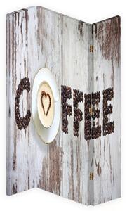 Paraván Nápis Coffee z kávových zrn Velikost: 145 x 170 cm, Provedení: Otočný paraván 360°