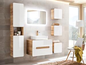 Koupelnová sestava - ARUBA white, 80 cm, sestava č. 6, dub craft/lesklá bílá