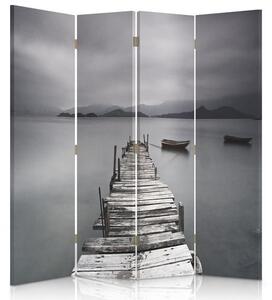 Paraván Most v šedé barvě Velikost: 145 x 170 cm, Provedení: Klasický paraván
