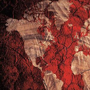 Paraván Rustikální mapa světa v červené barvě Rozměry: 145 x 170 cm, Provedení: Klasický paraván