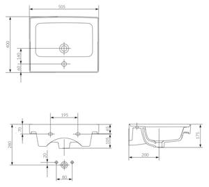 Cersanit K114-005 - Umyvadlo na desku/závěsné CREA 40x50,5 cm keramika/bílá