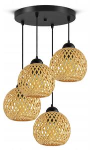 Závěsné Stropní Svítidlo Bambusová pletená BOHO přírodní 584-EZ4 LED černá