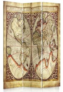 Paraván Stará mapa světa Velikost: 110 x 170 cm, Provedení: Klasický paraván
