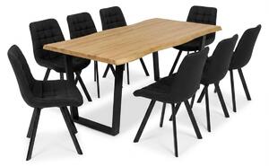 Vikio Jídelní set pro 8 osob 180x90 cm dub noha U černá židle VJS158-8C-S
