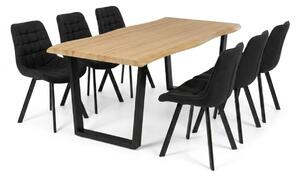 Vikio Jídelní set pro 6 osob 180x90 cm dub noha U černá židle VJS158-6C-S