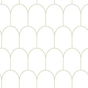 Bílá vliesová tapeta, geometrický obloukový vzor 139139, Art Deco, Esta