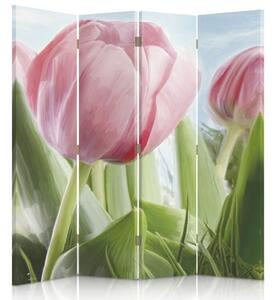 Paraván Svěží růžový tulipán Velikost: 145 x 170 cm, Provedení: Klasický paraván