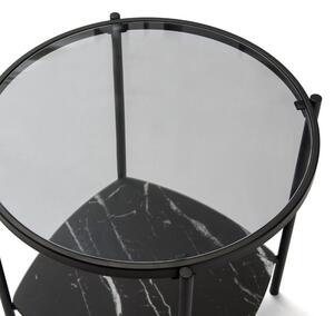Skleněný odkládací stolek Marckeric Kelly 49 cm s černou policí