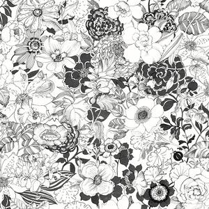 Černobílá vliesová tapeta na zeď květiny 138503, Black & White, Esta