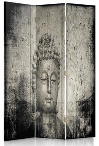 Paraván Obrázek Buddhy v šedé barvě Rozměry: 180 x 170 cm, Provedení: Klasický paraván