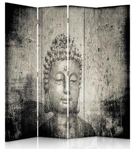 Paraván Obrázek Buddhy v šedé barvě Rozměry: 145 x 170 cm, Provedení: Klasický paraván