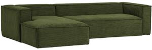 Kave Home Zelená manšestrová rohová pohovka Blok 330 cm, levá