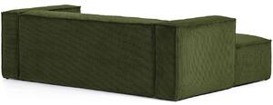 Zelená manšestrová rohová pohovka Kave Home Blok 240 cm, levá
