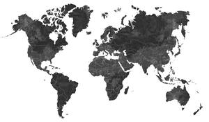 Vliesová obrazová tapeta, černá mapa světa 158941, 300x300cm, Black & White, Esta