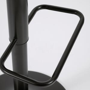 Černá koženková barová židle Kave Home Orlando s černou podnoží 60-82 cm