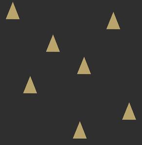Černá vliesová tapeta se zlatými trojúhelníky 139123, Black & White, Esta