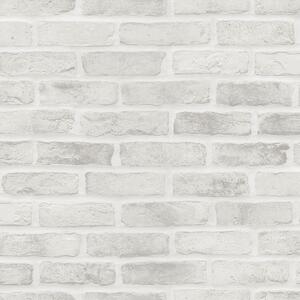 Vliesová šedá tapeta na zeď cihly, cihlová zeď 139137, Black & White, Esta