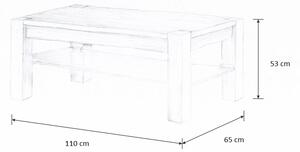 Wooded Konferenční stolek Denver Glass z masivu DUB 110x65x53cm