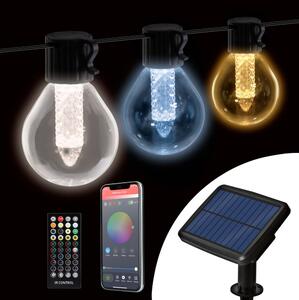LED Stmívatelný solární řetěz 15xLED/1,5W/3,7/5V 2200 mAh 9 m IP65 černá + DO