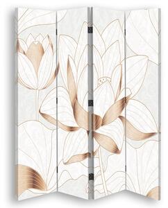 Paraván Lotosový květ v béžové barvě Rozměry: 145 x 170 cm, Provedení: Klasický paraván