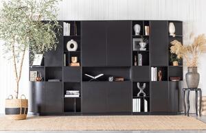 Hoorns Černá borovicová modulární knihovna Frederica 210 x 40 cm