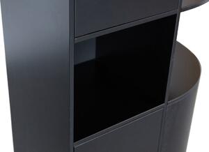 Hoorns Černá borovicová modulární knihovna Frederica 210 x 78 cm, pravá