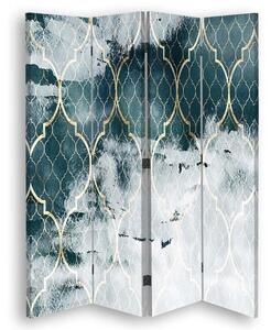 Paraván Marocký čtyřlístek v tyrkysové barvě Rozměry: 145 x 170 cm, Provedení: Klasický paraván