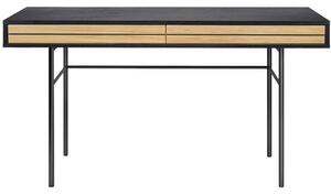 Černý dubový pracovní stůl Woodman Stripe s kovovou podnoží 130 x 60 cm