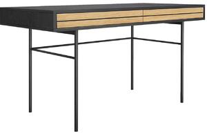 Černý dubový pracovní stůl Woodman Stripe s kovovou podnoží 130 x 60 cm
