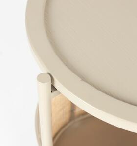 White Label Pískově hnědý odkládací stolek WLL MAKOTO s ratanovým výpletem 30 cm