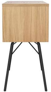 Dubový noční stolek Woodman Rayburn s černou podnoží 40 x 30 cm