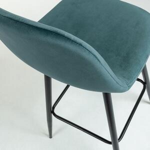 Tyrkysová sametová barová židle Kave Home Nolite 75 cm